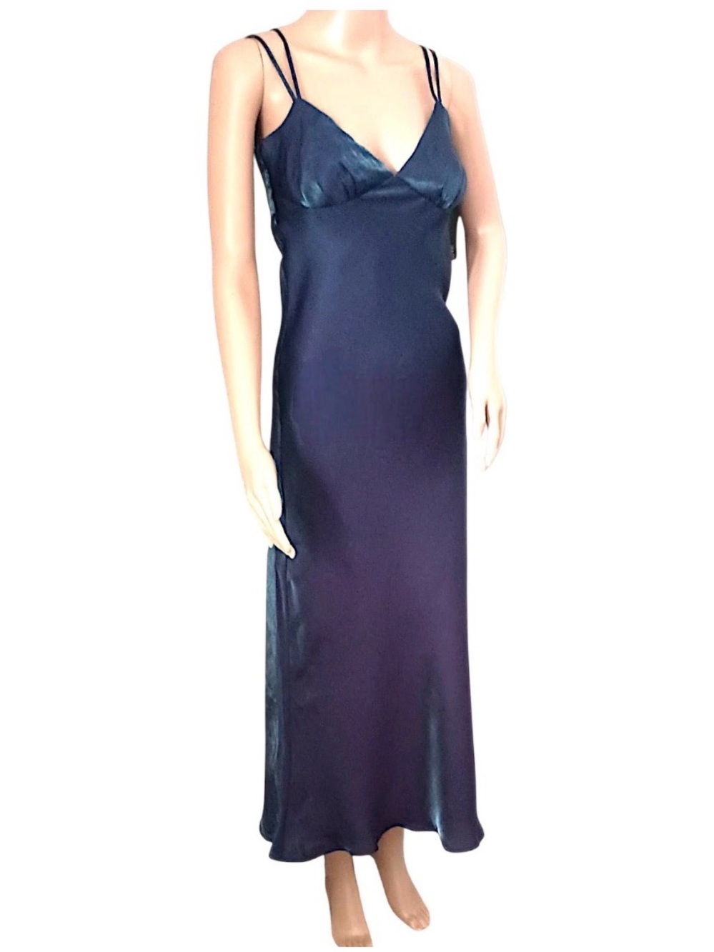 🌸Wild Fable Iridescent Dress XS Satin Slip Midi Blue Y2K 90s Spaghetti Strap NWT - Picture 7 of 12